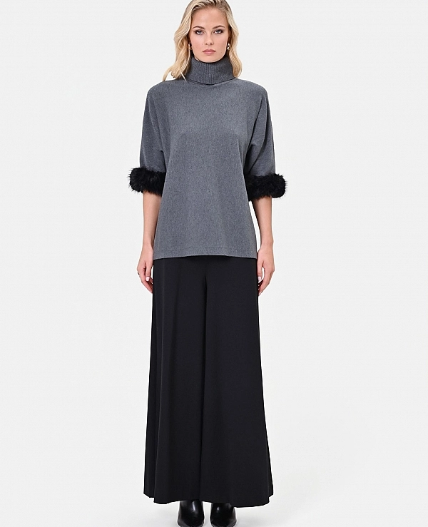 JERSEY DE VISCOSA GRIS OSCURO CON PU�OS DE RINASCIMENTO CFM0012388003 - 22319