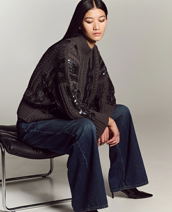 JERSEY EN GRIS CON DETALLES DE LENTEJUELAS MODELO 054-260013 DE BSB - 20762