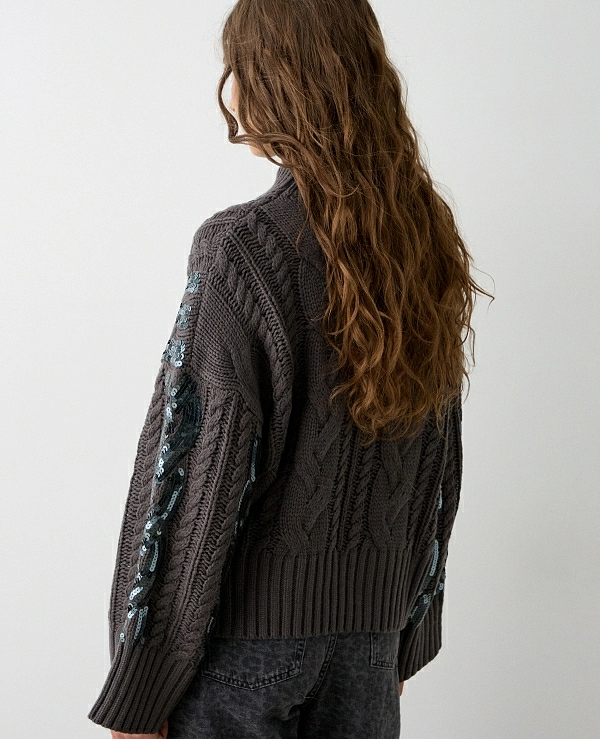 JERSEY EN GRIS CON DETALLES DE LENTEJUELAS MODELO 054-260013 DE BSB - 20763