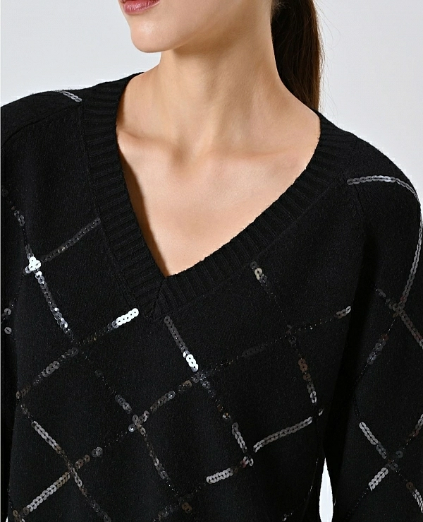 Jersey negro con rombos de lentejuelas - 20756