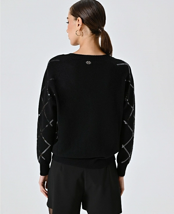 Jersey negro con rombos de lentejuelas - 20757