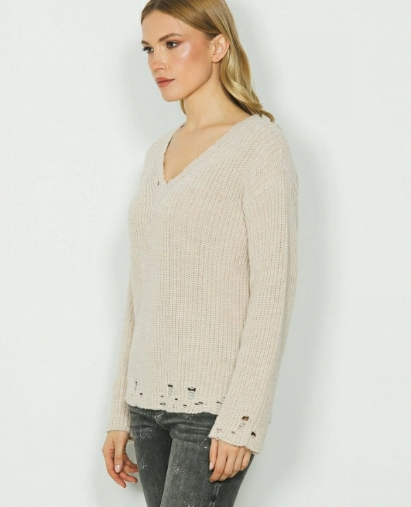 KRISTEL jersey DE RELISH manga larga cuello pico con lgrimas