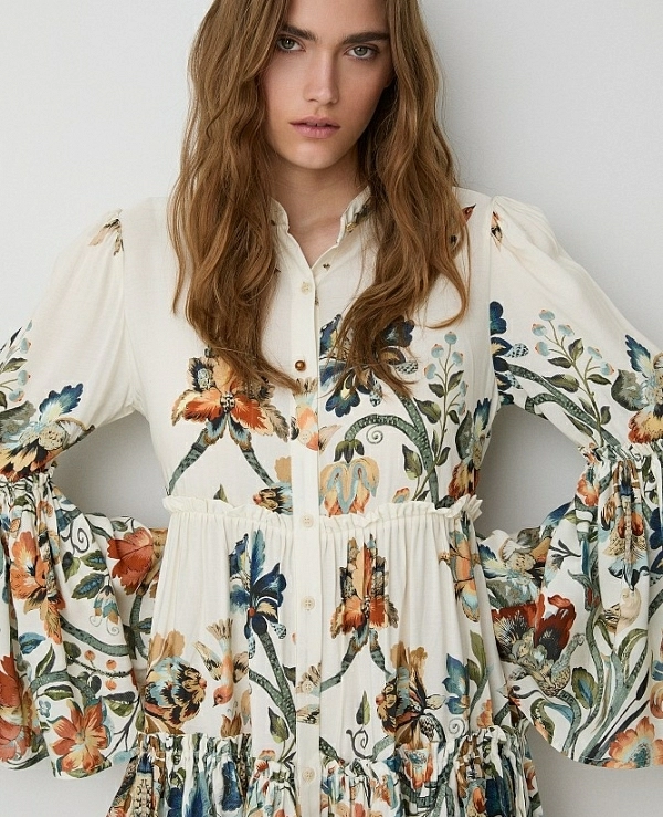 Minivestido camisero floral con volantes DE BSB MODELO 055-211065 - 21615