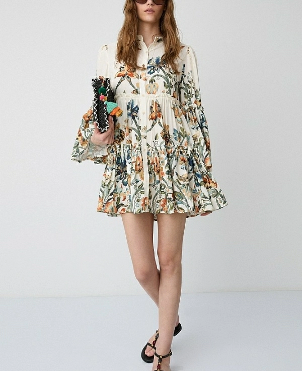 Minivestido camisero floral con volantes DE BSB MODELO 055-211065 - 21616