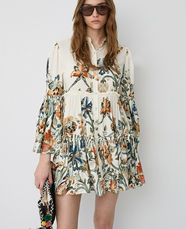 Minivestido camisero floral con volantes DE BSB MODELO 055-211065 - 21617