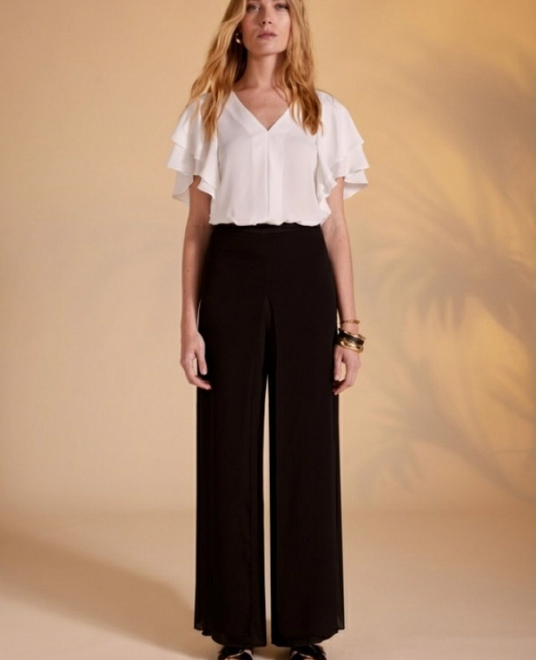 PANTALON NEGRO DOS TEJIDOS