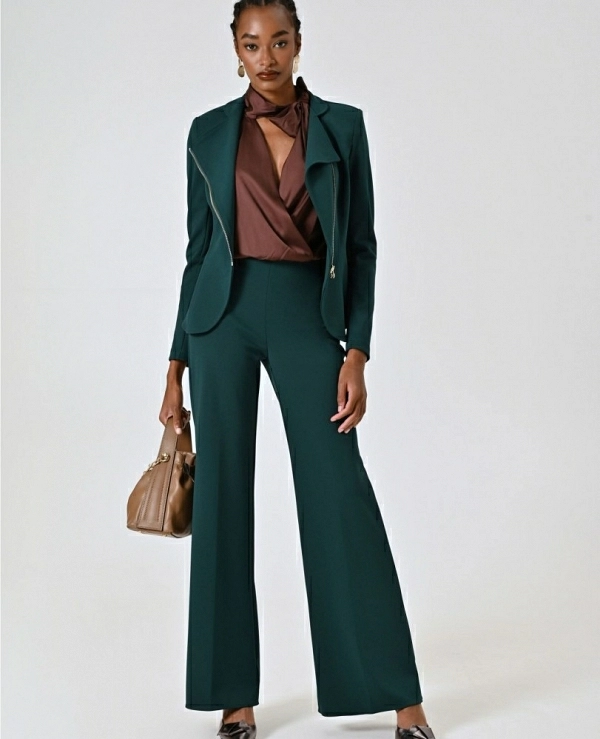 Pantaln palazzo en neopreno crep en color negro