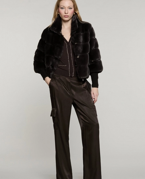 Pantalones de talle alto CITRA con el�stico y bolsillos de sat�n