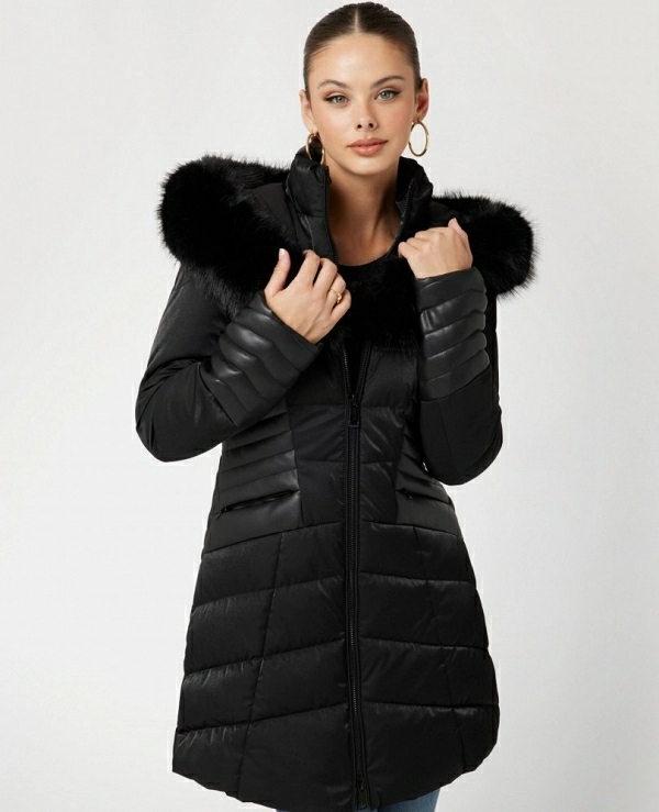 Plumfero con capucha de pelo sinttico GUESS W4BL61WGLZ0 - 18934