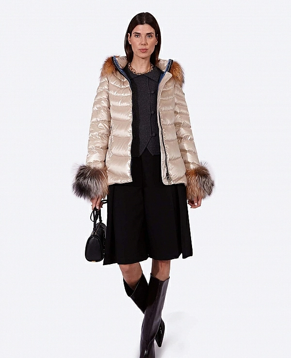 Plum�fero corto HENRY ARROWAY de mujer con pelo de mapache desmontable - 21068