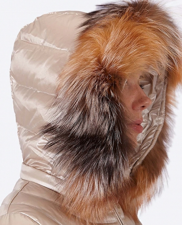 Plum�fero corto HENRY ARROWAY de mujer con pelo de mapache desmontable - 21069