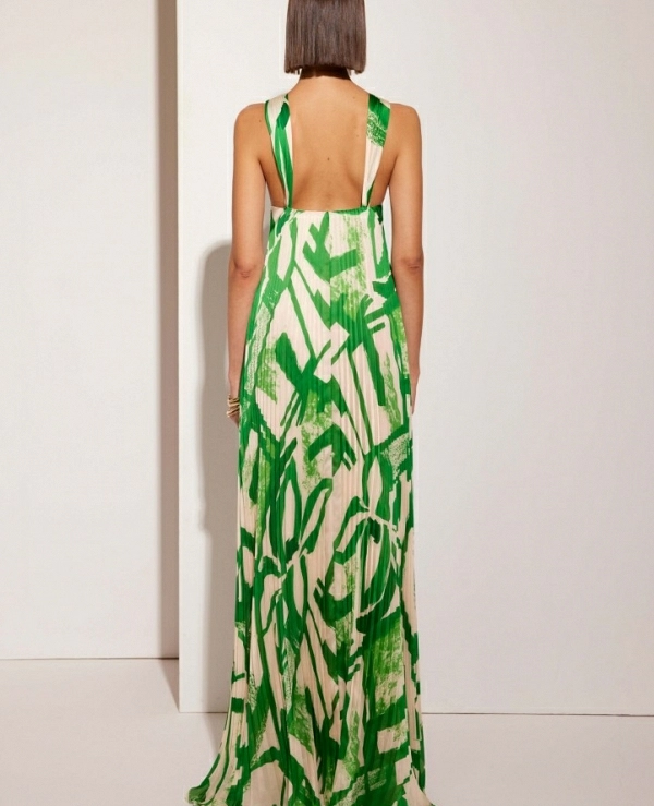 Ref. 51679 VESTIDO LARGO PLISADO CARLA RUIZ COLOR UNICO