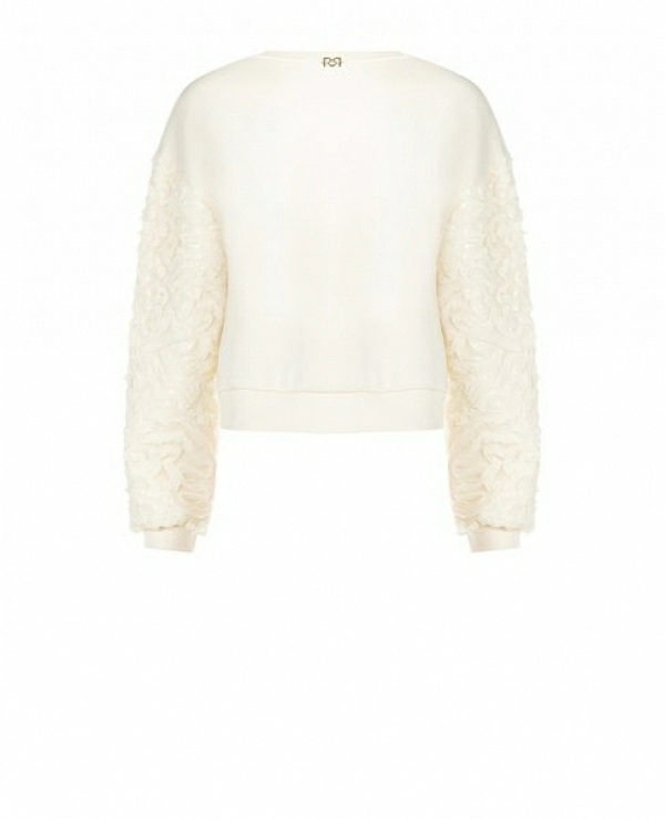 Sudadera con inserciones de tul ondulado y lentejuelas en las mangas. - 21472