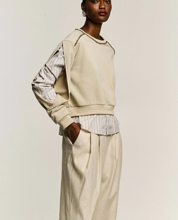 Sudadera en combinaci�n de tejidos DE BSB MODELO 055-210017