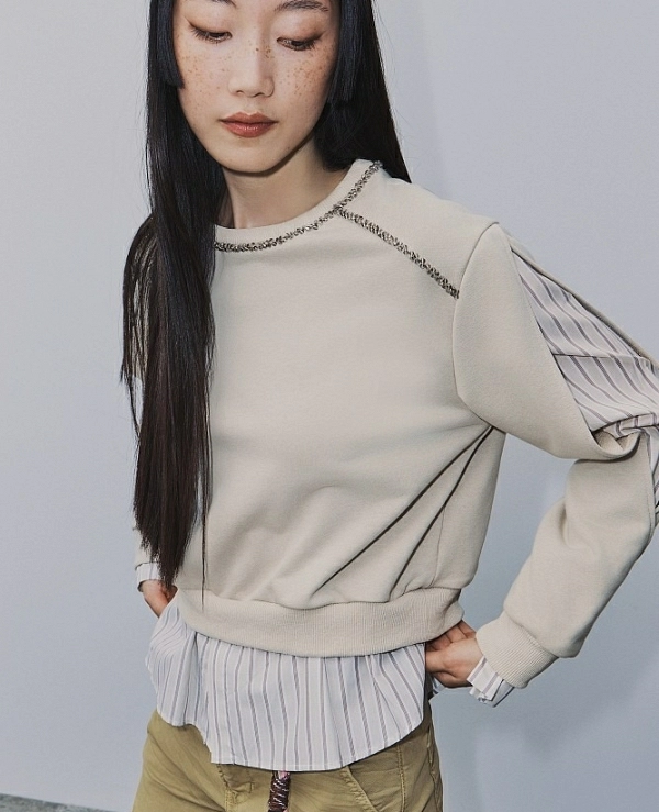 Sudadera en combinaci�n de tejidos DE BSB MODELO 055-210017 - 21194