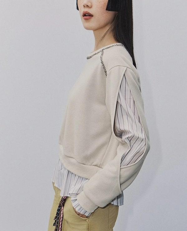 Sudadera en combinaci�n de tejidos DE BSB MODELO 055-210017 - 21198