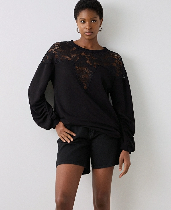 SUDADERA LARGA DE BSB MODELO con encaje y transparencias 54-110013 - 20324