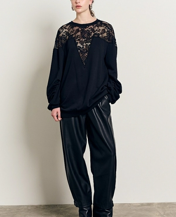 SUDADERA LARGA DE BSB MODELO con encaje y transparencias 54-110013 - 21004