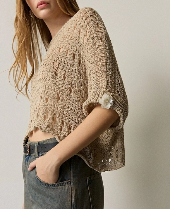 Su�ter de manga corta con calados de BSB MODELO 055-260009-17