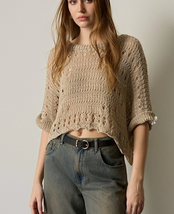 Su�ter de manga corta con calados de BSB MODELO 055-260009-17 - 21164