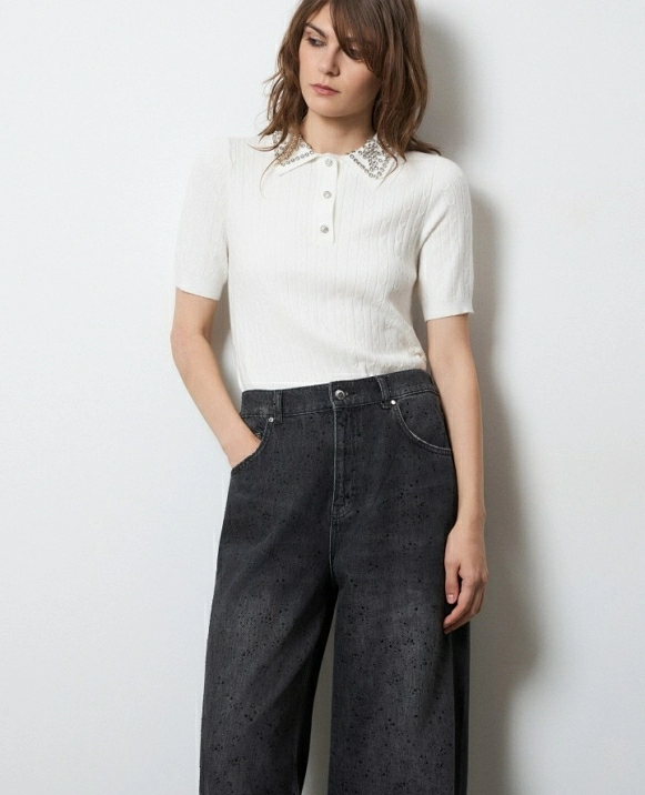 Su�ter de manga corta con pedrer�a DE BSB  055-260020