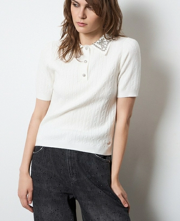 Su�ter de manga corta con pedrer�a DE BSB  055-260020 - 21177