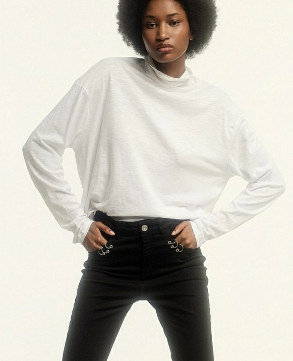 Vaqueros ajustados de Selena con aros DE BSB 054-212810