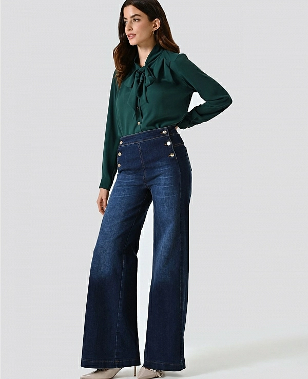 Vaqueros wide leg de lavado oscuro