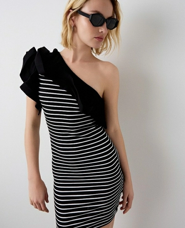 Vestido asimtrico mini rayas DE BSB MODELO 053-211008