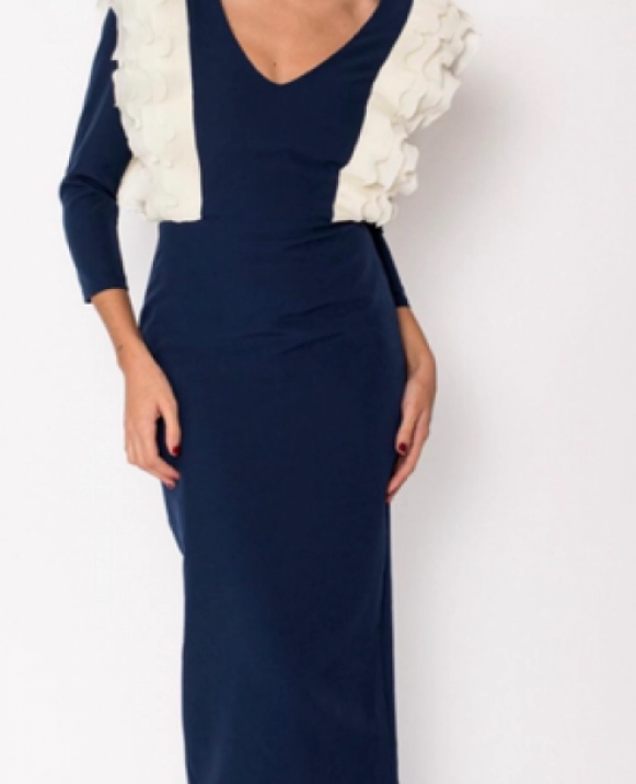 VESTIDO AZUL MARINO MIDI ESPALDA DESCUBIERTA