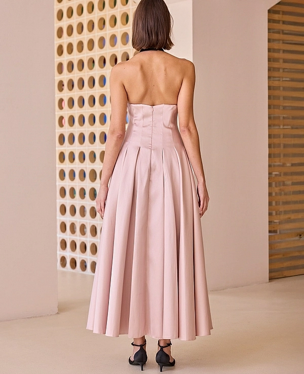 VESTIDO BICOLOR FLOR DE CARLA RUIZ MODELO 52623 - 21128