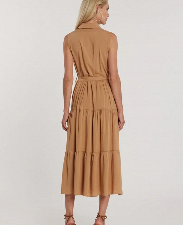 Vestido camisero  sin mangas KAZY con cuello, pedrer�a y cintur�n - 21268