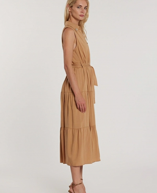 Vestido camisero  sin mangas KAZY con cuello, pedrer�a y cintur�n - 21270