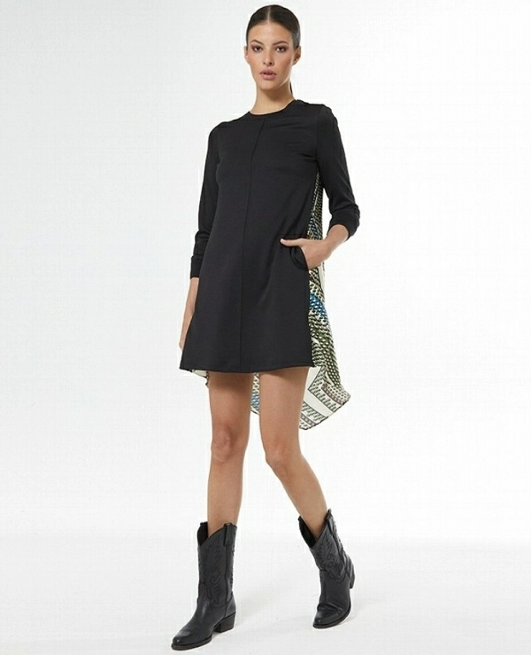 VESTIDO COMBINADO EN DOS TEJJIDOS - 18512