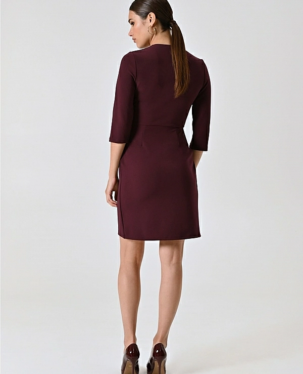 VESTIDO CRUZADO CORTO MANGA FRANCESA DETALLE CADENA