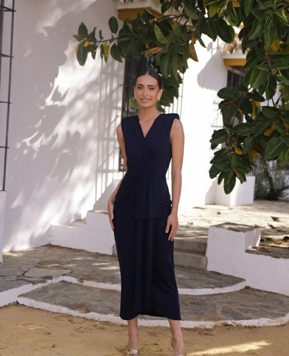 VESTIDO CRUZADO LAZADA EN COLOR FRESA