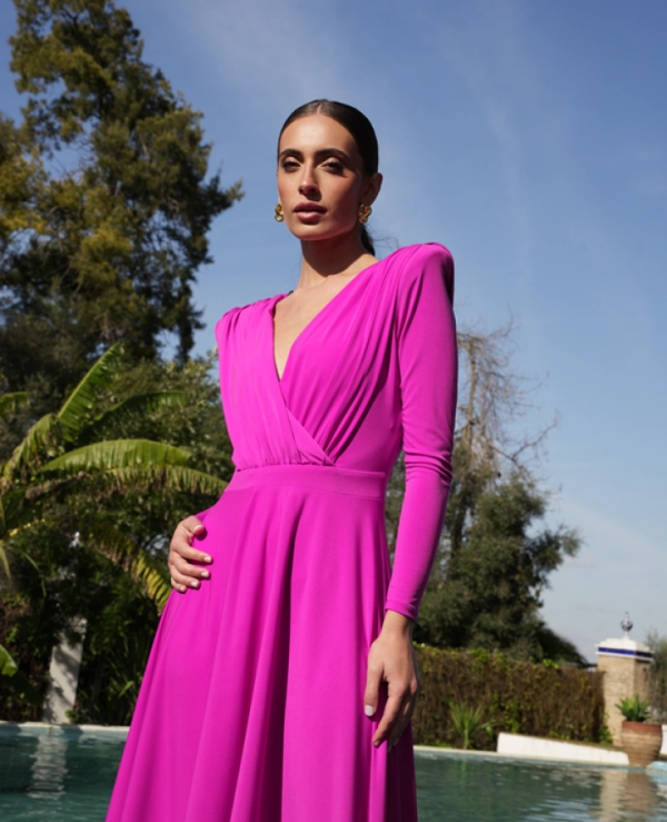 VESTIDO CRUZADO MIDI NUDE PUNTO