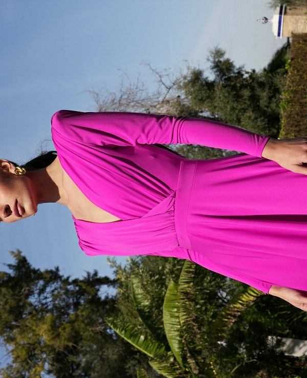 VESTIDO CRUZADO MIDI NUDE PUNTO - 21306