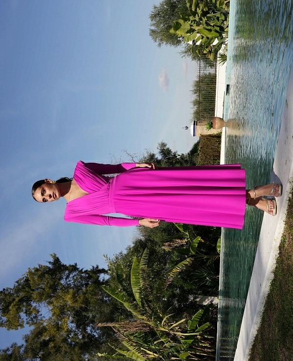 VESTIDO CRUZADO MIDI NUDE PUNTO - 21307