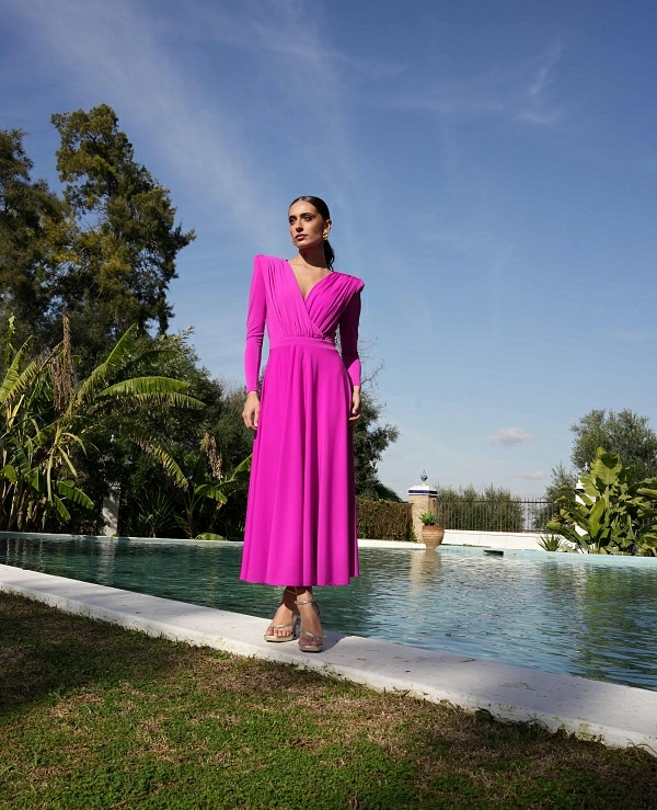 VESTIDO CRUZADO MIDI NUDE PUNTO - 21307