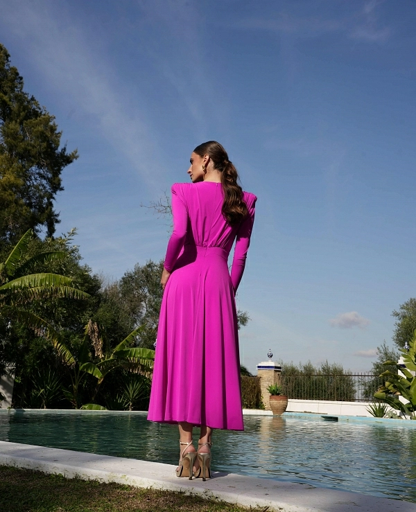 VESTIDO CRUZADO MIDI NUDE PUNTO - 21309