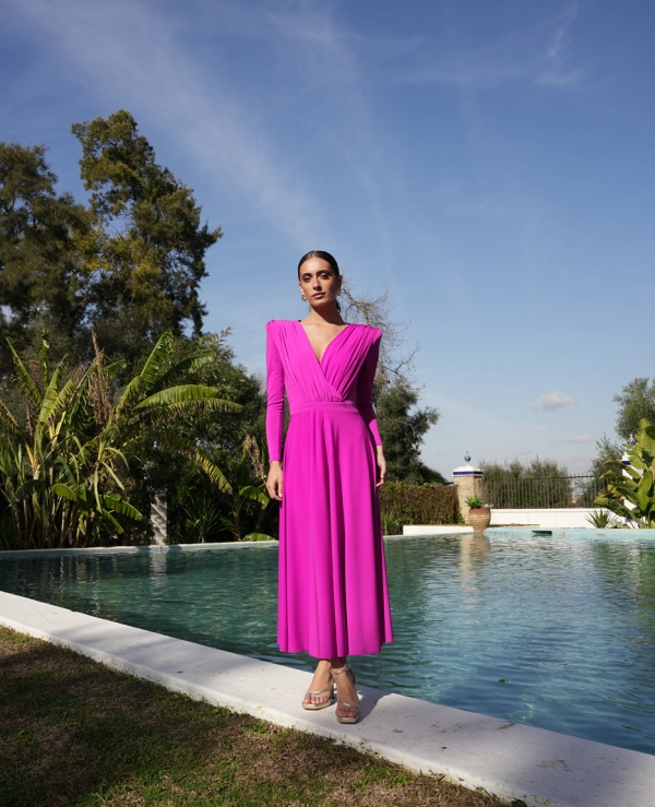 VESTIDO CRUZADO MIDI NUDE PUNTO - 21310