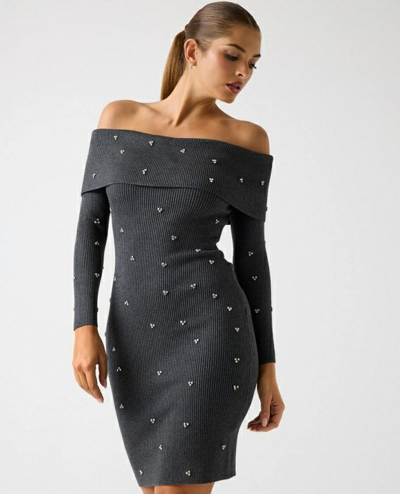 VESTIDO DE GUESS DE CANALE CON CRISTALITOS PEGADOS W5BK64Z