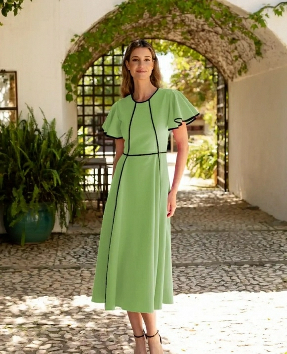 VESTIDO DE VUELO COLOR VERDE MENTA