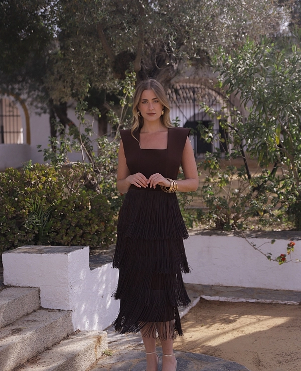 VESTIDO FLECOS CON HOMBRERA - 21843