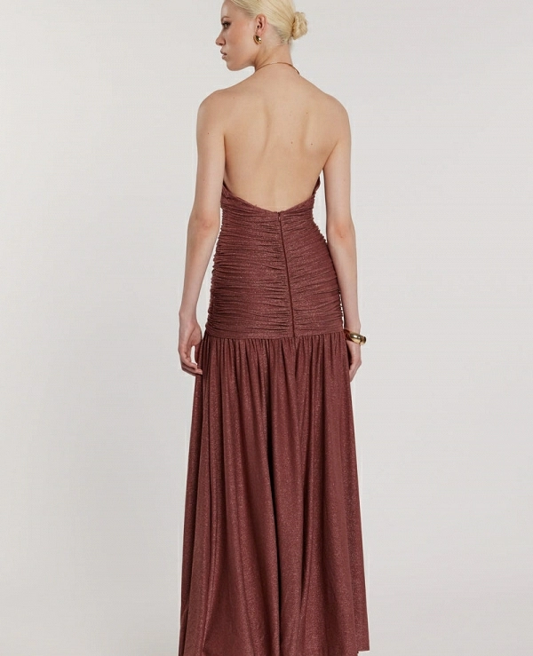 Vestido GARKO falda ancha en V m�s espacio m�s rizado m�s accesorio collar de l�rex - 21696