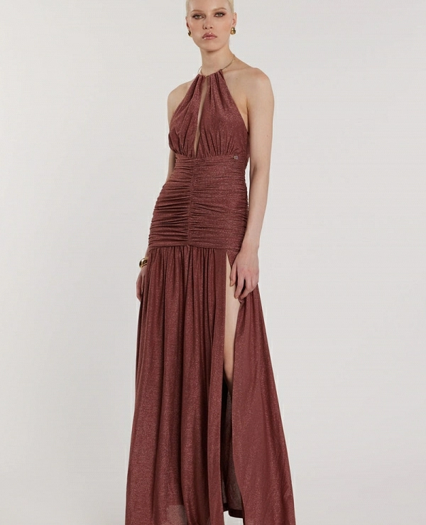 Vestido GARKO falda ancha en V m�s espacio m�s rizado m�s accesorio collar de l�rex - 21697