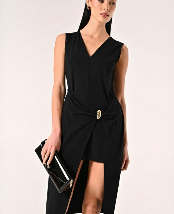 Vestido high-low con joya Mujer