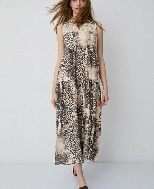 vestido largo con estampado animal DE BSB MODELO 055-211068