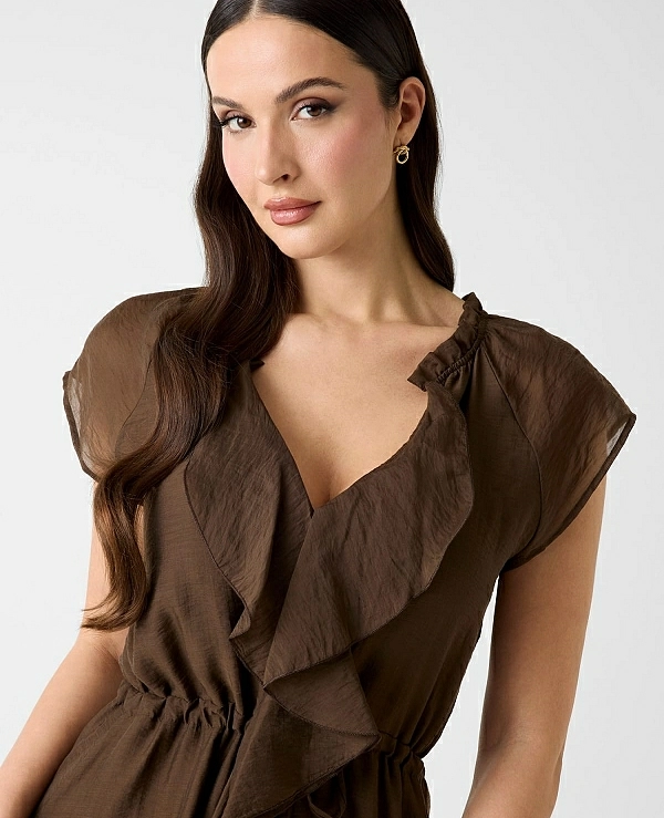 VESTIDO LARGO CON VOLANTES DE GUESS MODELO W6GK87 W2111 - 21674